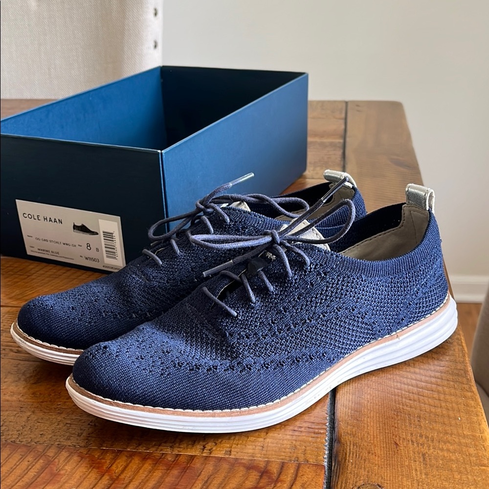 Cole Haan Blue Oxford Knit Shoes